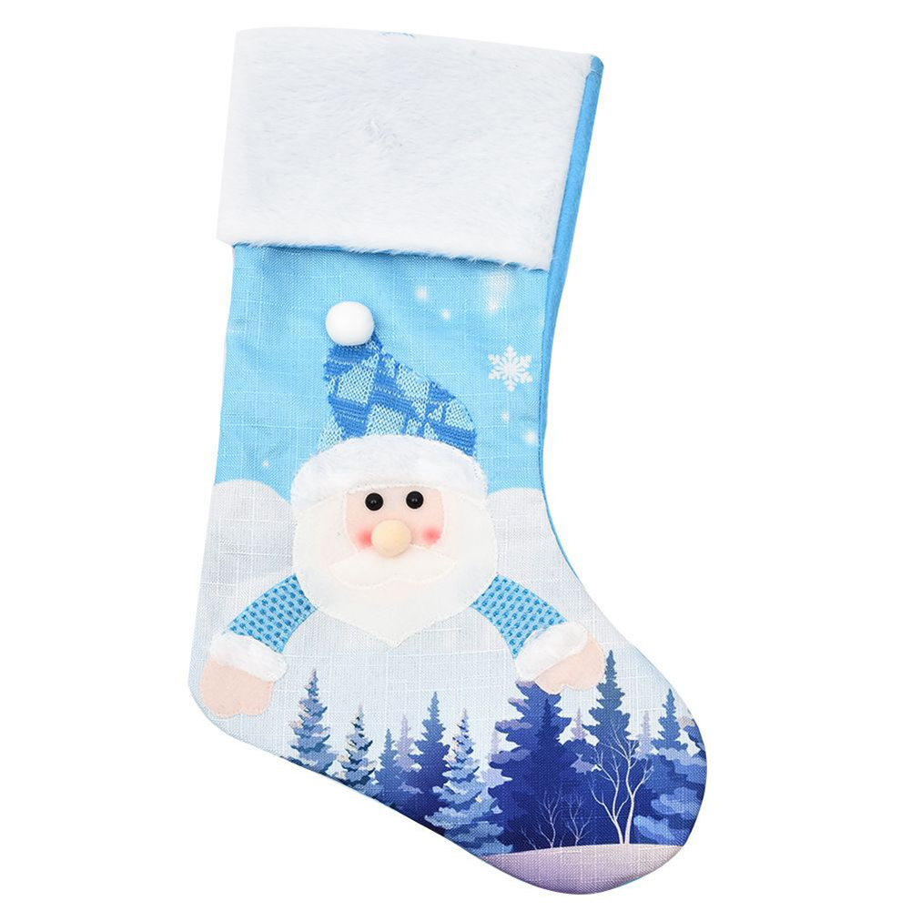 Christmas Stocking Hanging - Große blaue gestrickte Weihnachtsstrumpfhose 47x30cm Weihnachtsmann-Tasche