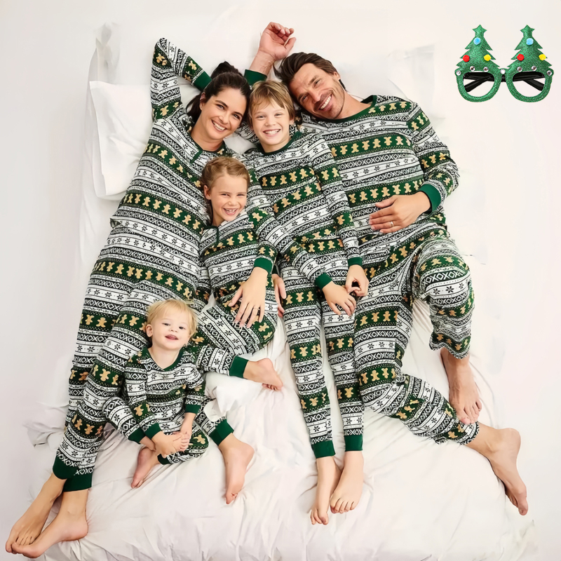 Christmas Throw Blanket - Lebkuchenmann-Weihnachtspyjama mit Vintage-Print, Familien-Set, 2025, Neujahr,